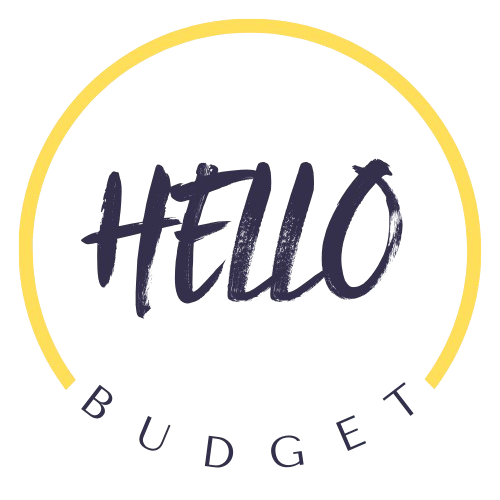 Logo du site hello budget sur fond transparent et habiller d'un cercle quasi fini